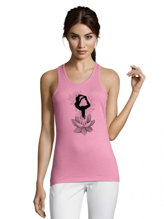 Γυναικείο αμάνικο μπλουζάκι με σχέδιο Yoga - Pilates 25 σε χρώμα ροζ