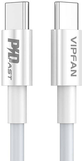 Vipfan Vipfan P02 USB 2.0 Cable USB-C male - USB-C PD Λευκό 1m