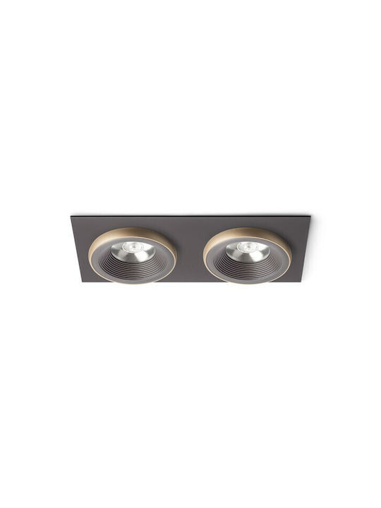 SHARM SQ II Rechteckig Metallisch Einbau Spot mit integriertem LED und Warmweißes Licht Braun 23x11.5cm.