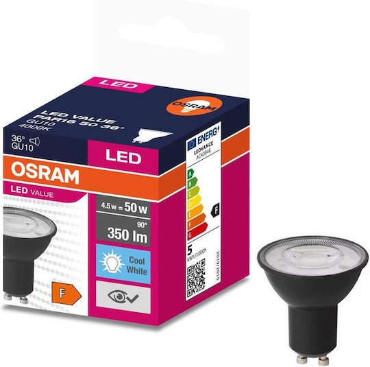 Ledvance LED Bulb 4.5W for Socket GU10 and Shape PAR16 Cool White 350lm