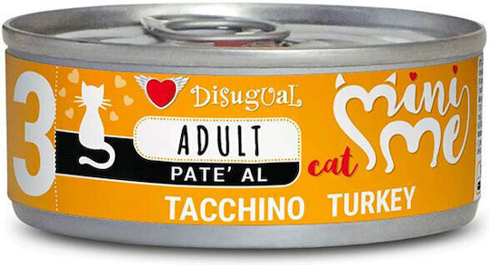 Disugual Mini Me 3 Wet Cat Food for Adult Cats in Cans with Turkey Grain Free and Gluten Free 85gr