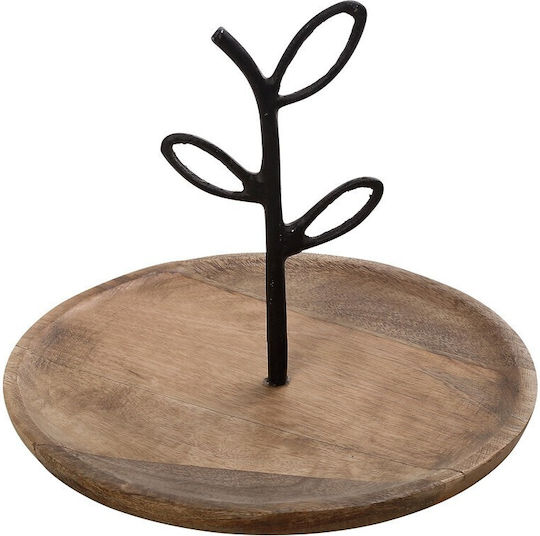 Espiel Round Wooden Decorative Platter Brown 25x25x21cm
