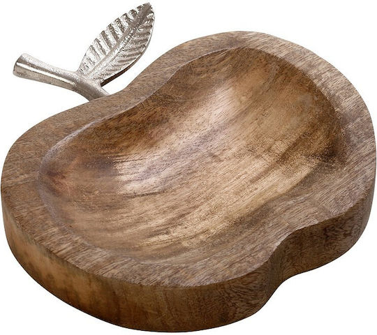 Espiel Wooden Decorative Platter Apple Brown 19x18cm