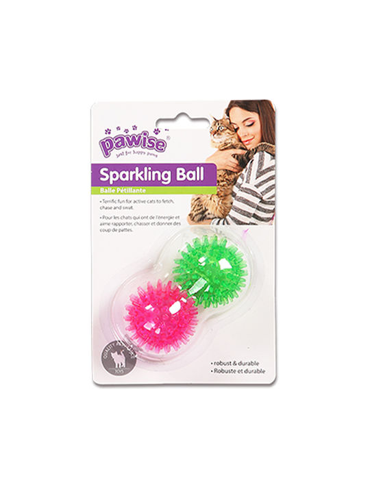 Pawise Sparkling Ball Cat Toy Ball Pink- Green ...