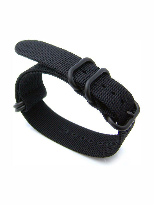 Nato Zulu Υφασμάτινο Λουράκι Nato Μαύρο 22mm