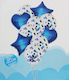 Set 10 Ballons Folie Blau Herzen 46cm Metallic Blue