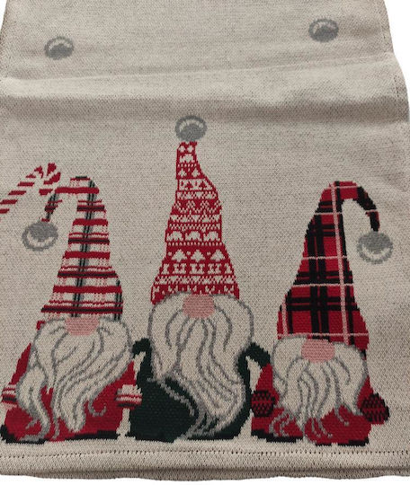 Liolios Home Коледна Декоративна Възглавница Santa 3 Квадрат Бежов 50x50cm С пълнеж