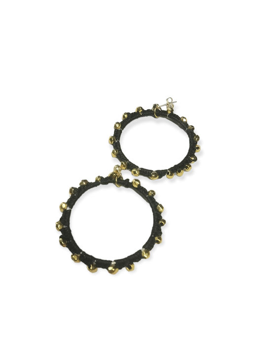 Handmade macrame earrings Ananna Circle Black