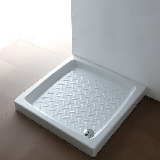 Orabella 40100 Τετράγωνη Πορσελάνινη Ντουζιέρα 90x90cm Λευκή