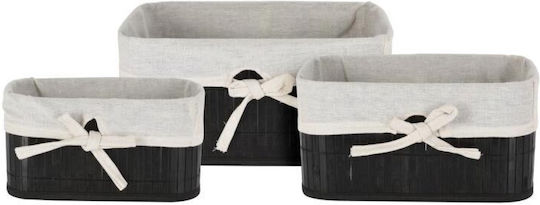 Coș de Depozitare Bambus Negru 34x24x16cm 3buc