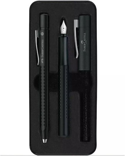 Faber-Castell Grip 2011 Set Stilou Ballpoint cu Peniță Negru într-un set de stilouri
