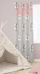 Flamingo Kids Grommet Top Curtain Dancing Girl Gray 140x260cm