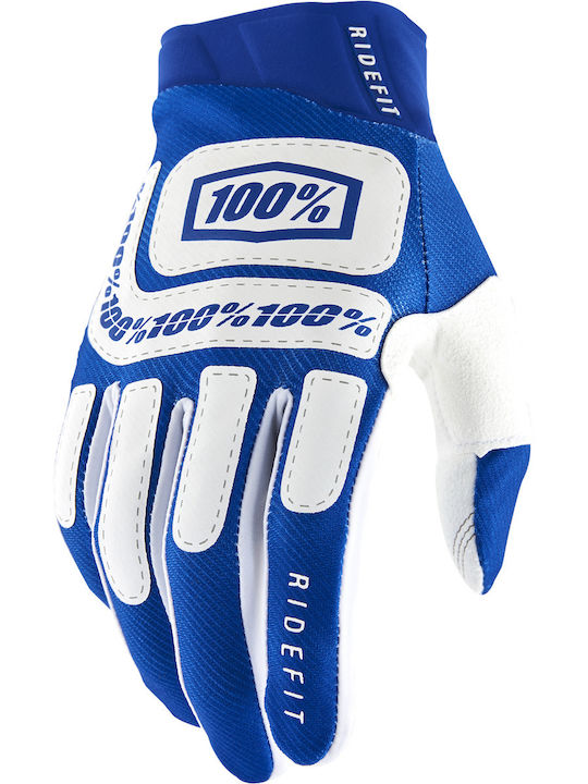 100% MX Ridefit Motocross Gloves Blau