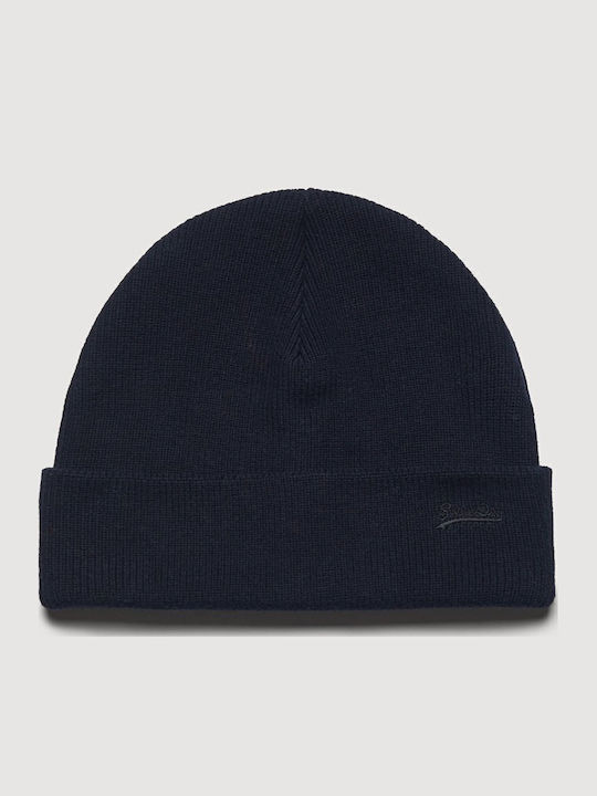 VINTAGE LOGO Beanie Ανδρικός Σκούφος Πλεκτός σε Navy Μπλε χρώμα