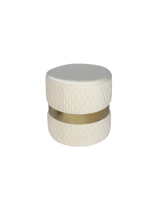 Stool For Living Room Upholstered with Velvet Beige 34x34x37cm