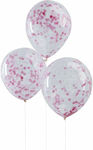 Μπαλόνια με Κομφετί Ροζ 5τμχ