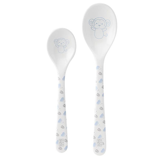 Saro Baby Set with Spoons Monkey made of Melamine for 6+ months White 2pcs
