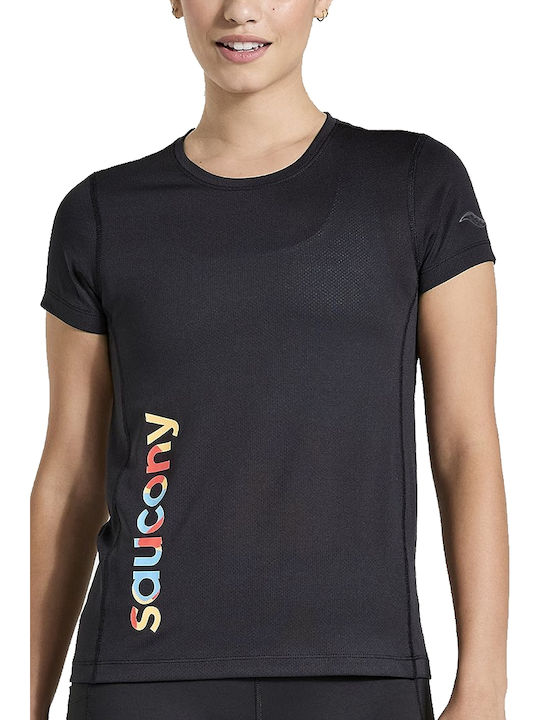 Saucony Damen Sport T-Shirt Schwarz