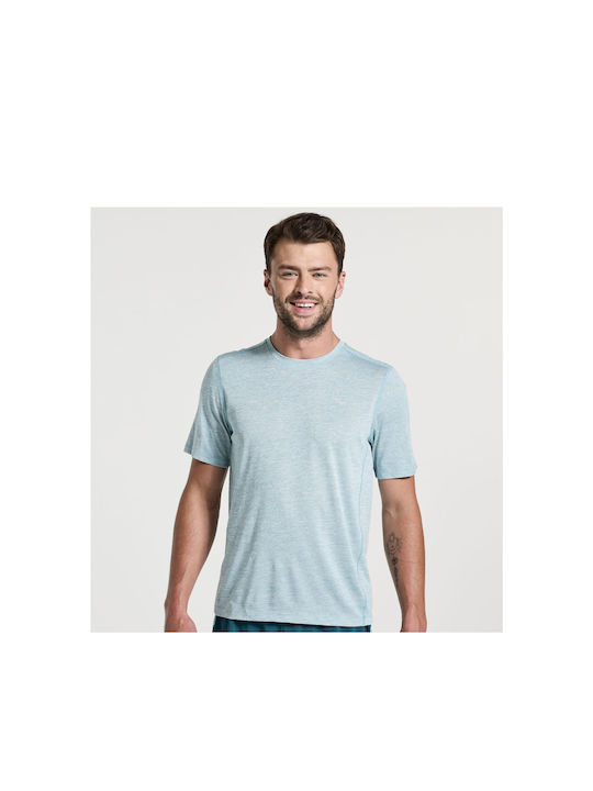 Saucony Ανδρικό T-shirt Τιρκουάζ Μονόχρωμο