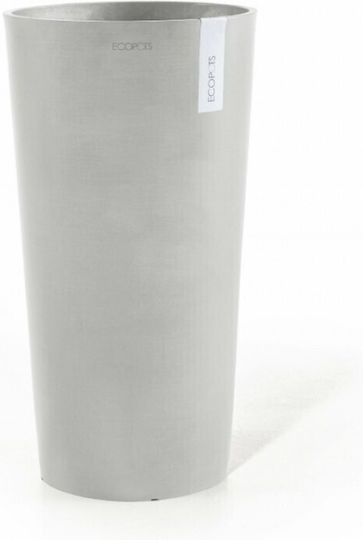 Ecopots Amsterdam Mid High Γλάστρα Πλαστική White Grey 34x34x66εκ.