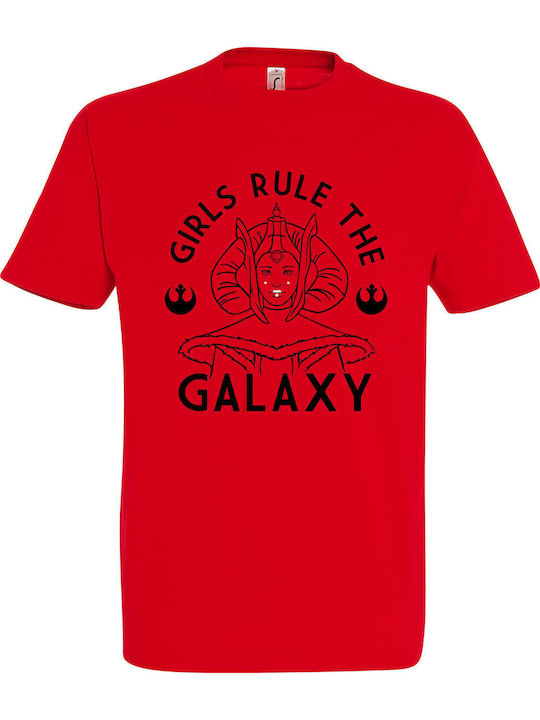 Tricou Unisex "Star Wars Padme Amidala Fetele Conduc Galaxia" Roșu