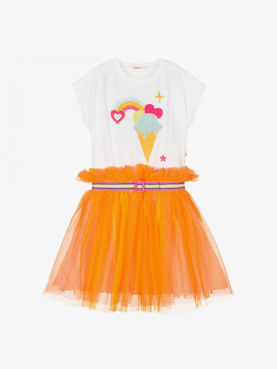 White dress with orange tulle (U12727)