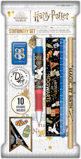 Blue Sky Harry Potter Arts & Craft Kinder Schreibwarenset mit Bleistift, Spitzer, Radiergummi, Kugelschreiber, Lineal und Etui
