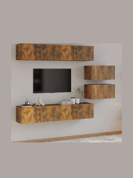 Living Room TV Unit Smoked Oak 6pcs L80xW30xH30cm