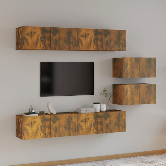 Living Room TV Unit Smoked Oak 6pcs L80xW30xH30cm