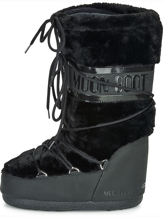 Moon Boot Γυναικείες Μπότες Χιονιού με Γούνα Μαύρες
