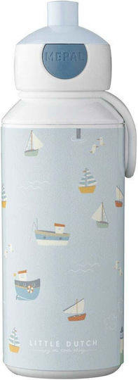 Little Dutch Sailors Bay Kids Water Bottle Plastic with Straw Non Spill Light Blue 400ml