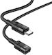 Hoco U107 USB 2.0 Cable USB-C Male - USB-C Female Black 1.2m HC-U107TTBK