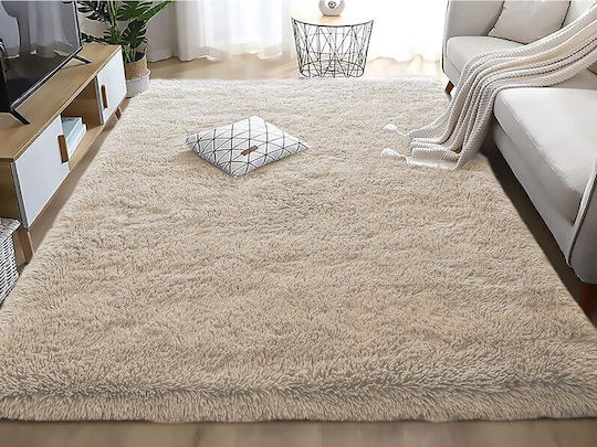 Fluffie Anti-slip Rug Rectangular Shaggy Beige