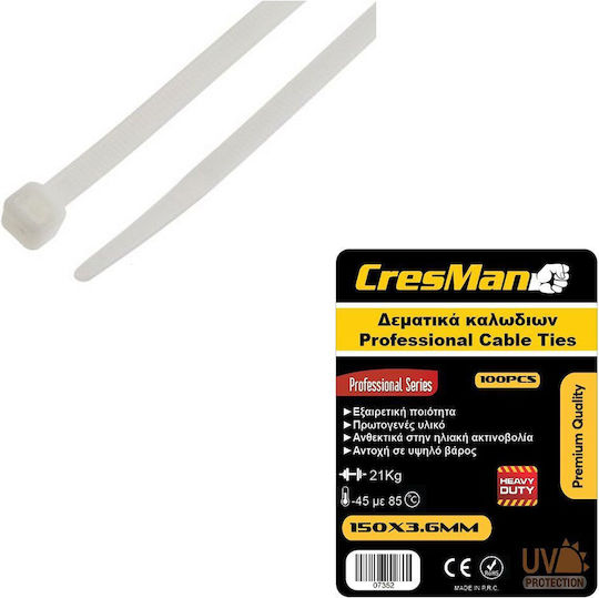 Cresman Cable Ties Plastic 500mm x 7.2mm in White Colour (1pcs)