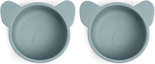 Nuuroo Baby Food Bowl Made of Silicone Light Blue Set of 2