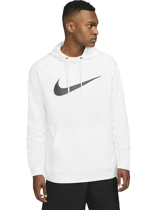 Nike Dri-Fit Φούτερ με Κουκούλα Λευκό