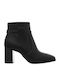 Leather Women's Ankle Boots with High Heel Black