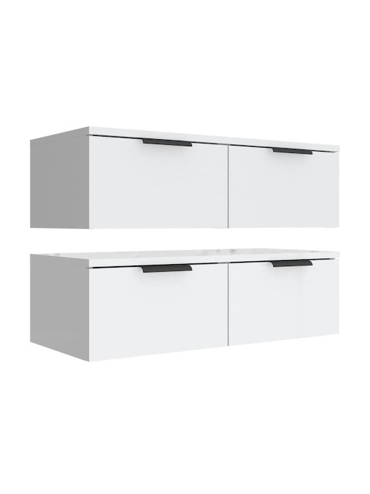 Cabinets Wall White 2pcs 68x30x20cm