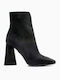 Suede Women's Ankle Boots with High Heel Black