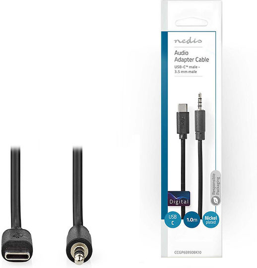 Nedis USB 2.0 Cable USB-C male - 3.5mm Black 1m (CCGP65950BK10)