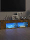 TV Stand Made of Wood and Glass with LED Lighting Smoky Oak M135xW39xH30cm