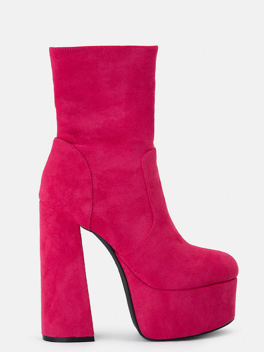 Bozikis Wildleder Stiefeletten Damen Fuchsie