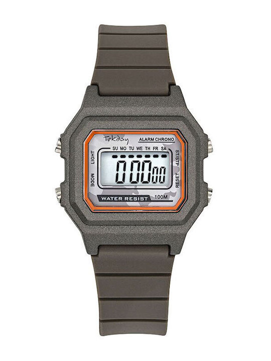 Tekday Kinder-Digitaluhr mit Silikonarmband Braun