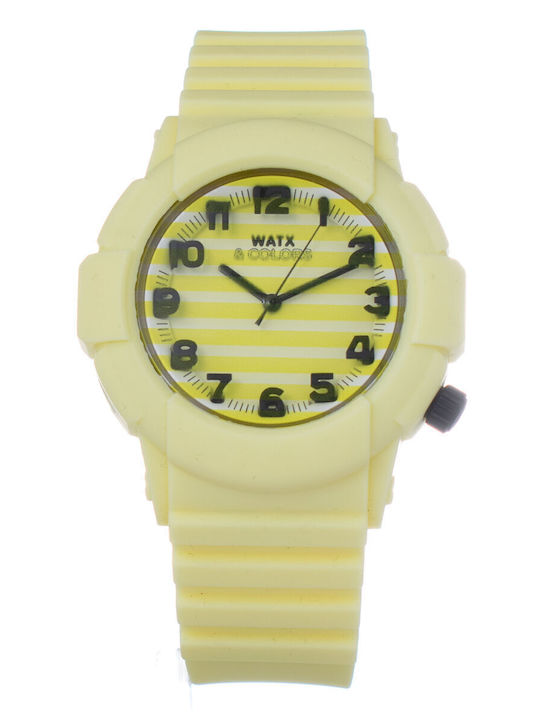 WATX & CO Ανδρικό Ρολόι 49mm Μπαταρίας με Κίτρινο Καουτσούκ Λουράκι