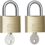 Steel Padlock Brass with Key 40mm 2pcs