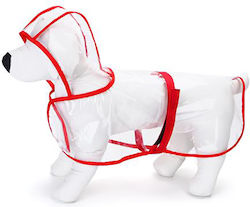 Nobleza Μπουφάν Σκύλου Αδιάβροχο με Κουκούλα σε Διάφανο/Κόκκινο χρώμα XL 60cm