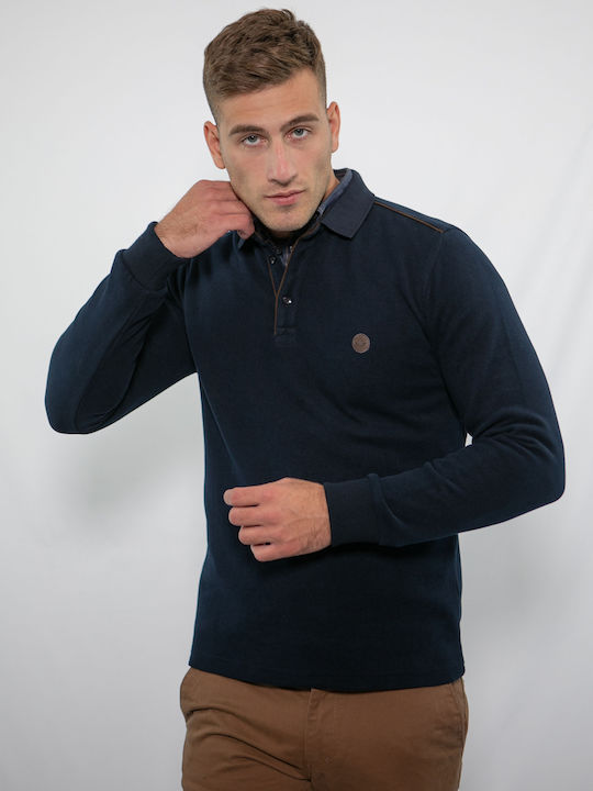 Herrenblusen Polo T-Shirt Marineblau/Braun