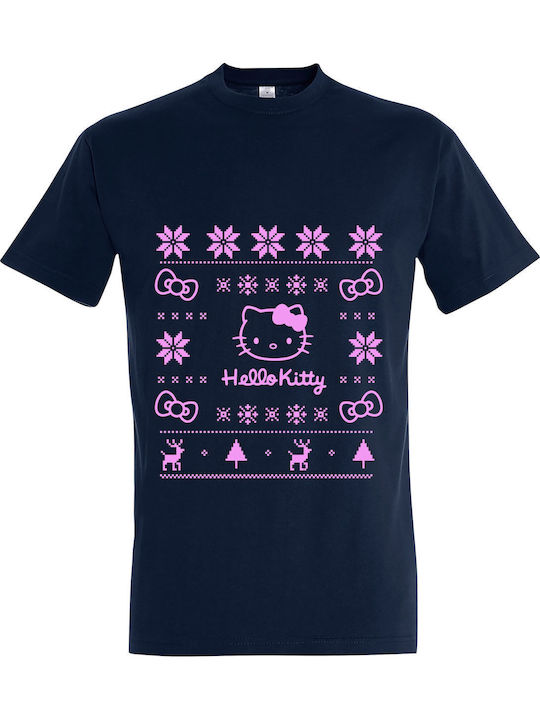 T-shirt Unisex " Ugly Christmas T-shirt Hello Kitty " French Navy
