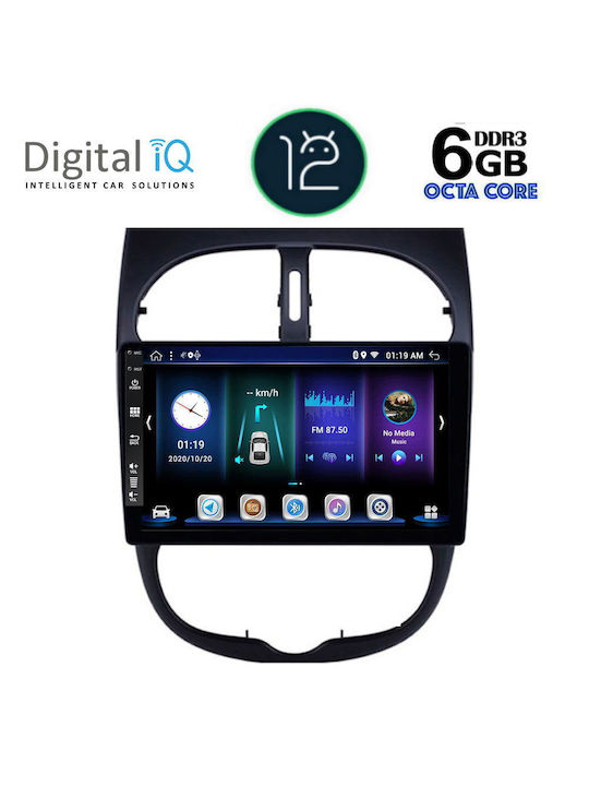 Digital IQ Car-Audiosystem für Peugeot 206 1998-2006 (Bluetooth/USB/AUX/WiFi/GPS/Apple-Carplay) mit Touchscreen 9"