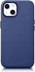 iCarer Genuine Leather Син (iPhone 14 Plus)